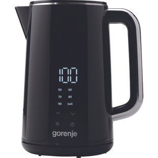 Електрочайник Gorenje 1.7л, подвійні стінки, LED дисплей, Strix контроль, чорний (K17DWD) 369408 фото