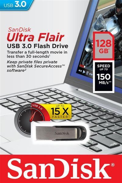Накопичувач SanDisk 128GB USB 3.0 Type-A Flair R150MB/s (SDCZ73-128G-G46) 375514 фото