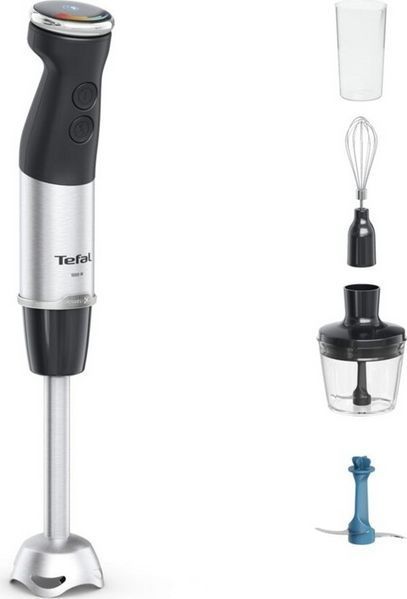 Блендер Tefal заглибний Quickchef+ 1000Вт, 3в1, чаша-800мл, чопер-500мл, турборежим, сріблясто-чорний (HB67E830) 367117 фото