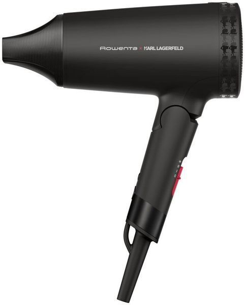 Фен Rowenta Karl Lagerfeld Express Style дорожній, 1600Вт, 2 режими, хол. обдув, складна ручка, чорний (CV184LF0) 368211 фото