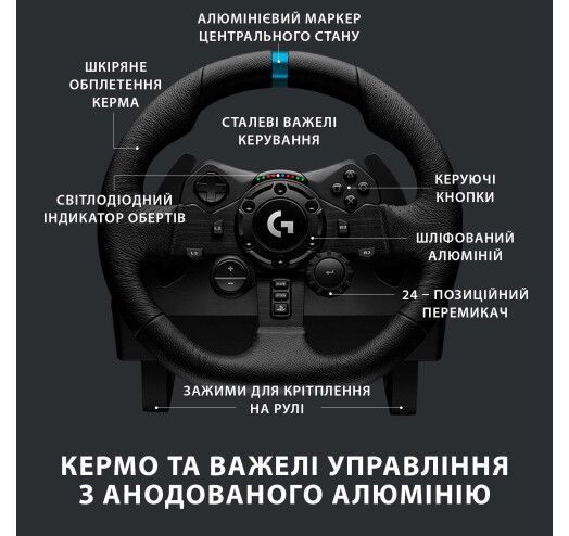 Кермо Logitech G923 For PS4 And PC Black (941-000149) 284559 фото