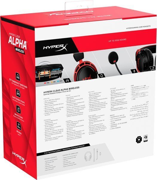 Гарнітура ігрова HyperX Cloud Alpha WL/USB-A, чорно-червоний (4P5D4AA) 364199 фото