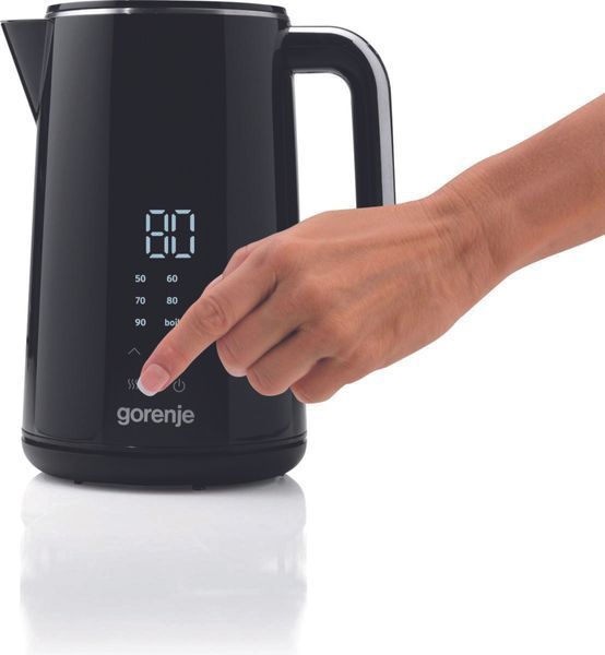Електрочайник Gorenje 1.7л, подвійні стінки, LED дисплей, Strix контроль, чорний (K17DWD) 369408 фото