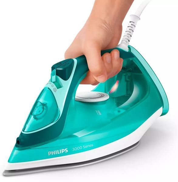 Праска Philips 3000 series, 2400Вт, 300мл, паровий удар -180гр, постійна пара - 40гр, керам. підошва, бірюзовий (DST3030/70) 374678 фото