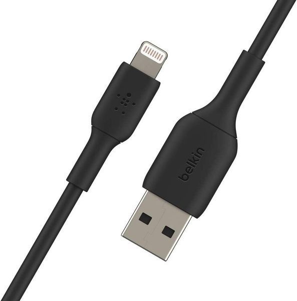 Кабель USB-A > Lightning заряджання/синхронізації Belkin 1м, 12Вт, PVC, чорний (CAA001BT1MBK) 367037 фото