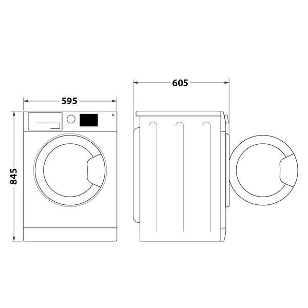Пральна машина Whirlpool фронтальна, 10кг, 1400, A+++, 60см, дисплей, пара, інвертор, люк чорний, білий (FFB10469BVUA) 374175 фото