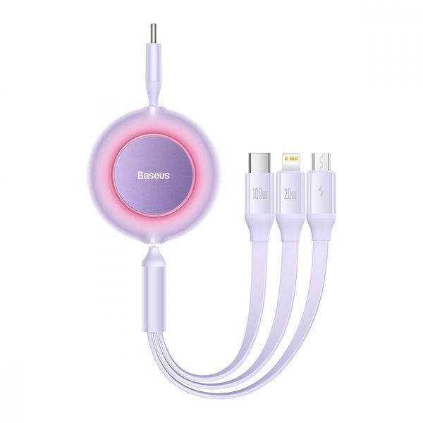 Кабель Baseus Bright Mirror 2 Series 3-in-1 (Micro USB+Lightning+Type-C) 100W (1.1m) CAMJ010205 Purple 274272 фото
