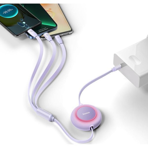 Кабель Baseus Bright Mirror 2 Series 3-in-1 (Micro USB+Lightning+Type-C) 100W (1.1m) CAMJ010205 Purple 274272 фото