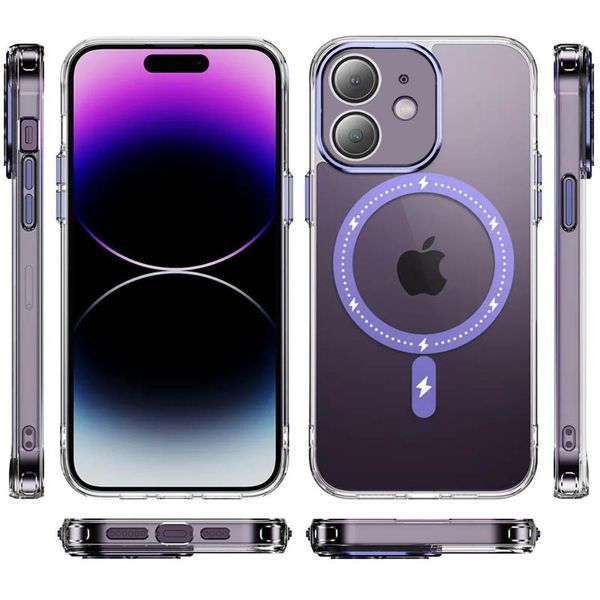 Чохол TPU+PC Colorful with MagSafe для Apple iPhone 12 (6.1") Purple 273689 фото