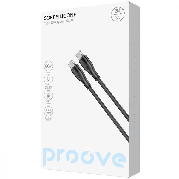 Кабель Proove Soft Silicone Type-C to Type-C 60W (2m) (CCSO60002221) black 389315 фото