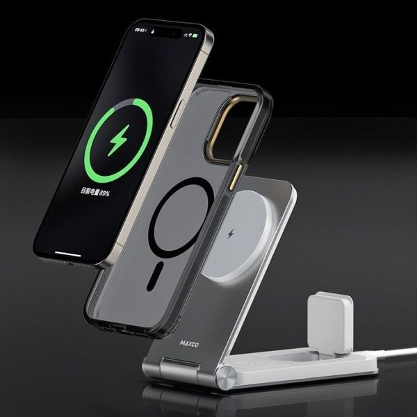 Бездротовий зарядний пристрій MAXCO 3in1 15W Wireless Charger (MW08) сір. 293960 фото