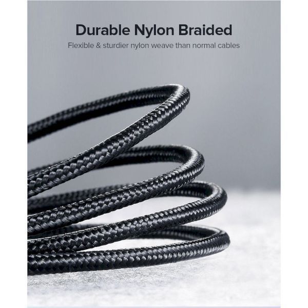 Кабель UGREEN US288 USB 2.0 To USB Type-C Cable Nickel Plating Aluminum Braid 3A 0.25m (60124) Black 283268 фото