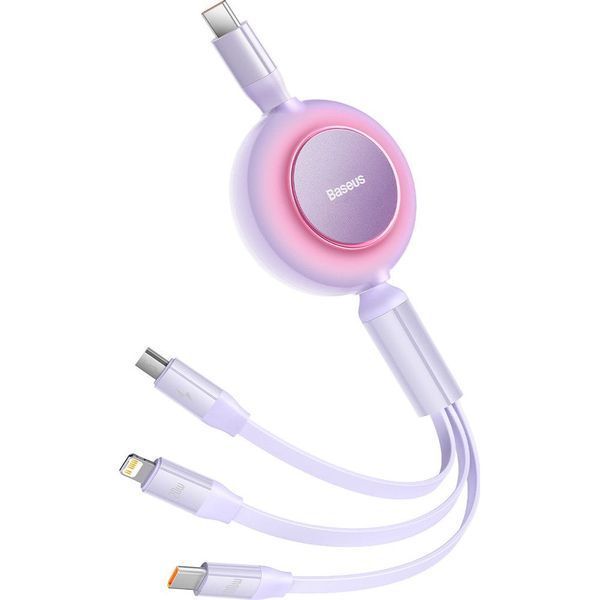 Кабель Baseus Bright Mirror 2 Series 3-in-1 (Micro USB+Lightning+Type-C) 100W (1.1m) CAMJ010205 Purple 274272 фото