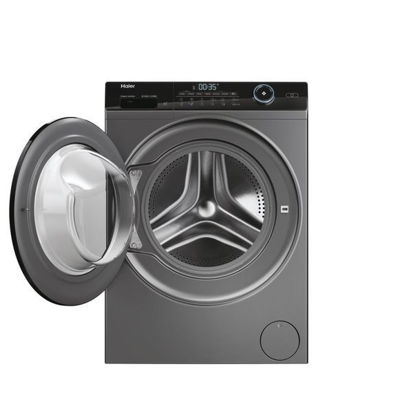 Прально-сушильна машина Haier фронтальна, 8(5)кг, 1400, A, 46см, дисплей, пара, інвертор, люк чорний, прямий привід, cріблястий (HWD80-B14959S8U1) 375634 фото