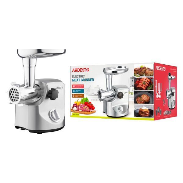 М'ясорубка Ardesto, 3000Вт, продук.-2.6кг/хв, 4 решітки + для ковб., кеббе, 3 терки, метал, сріблястий (MGA-3000W) 363396 фото