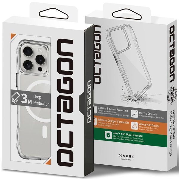 Чохол TPU Space Octagon with MagSafe для Apple iPhone 16 Pro (6.3") Clear 403409 фото