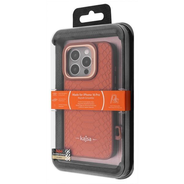 Чохол Kajsa Snake Pattern with Magnetic Ring iPhone 16 Pro brown 336112 фото