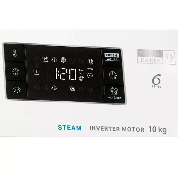 Пральна машина Whirlpool фронтальна, 10кг, 1400, A+++, 60см, дисплей, пара, інвертор, люк чорний, білий (FFB10469BVUA) 374175 фото