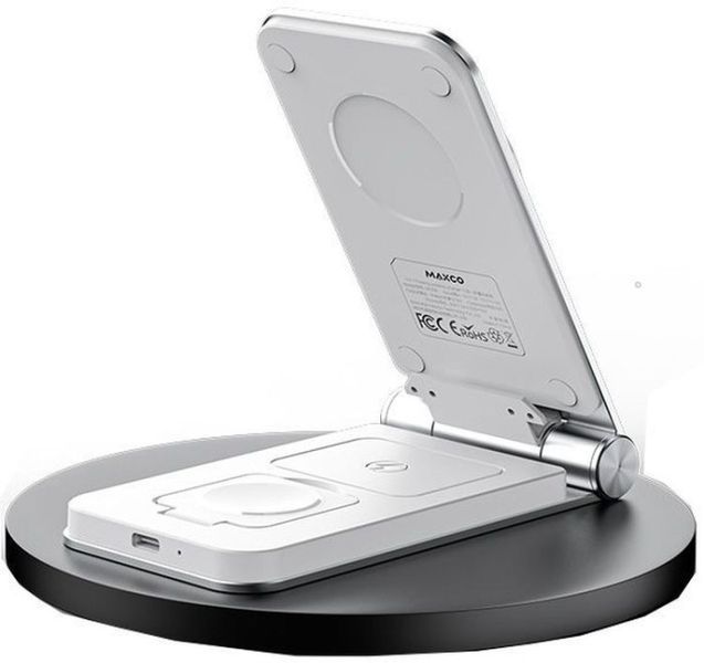 Бездротовий зарядний пристрій MAXCO 3in1 15W Wireless Charger (MW08) сір. 293960 фото
