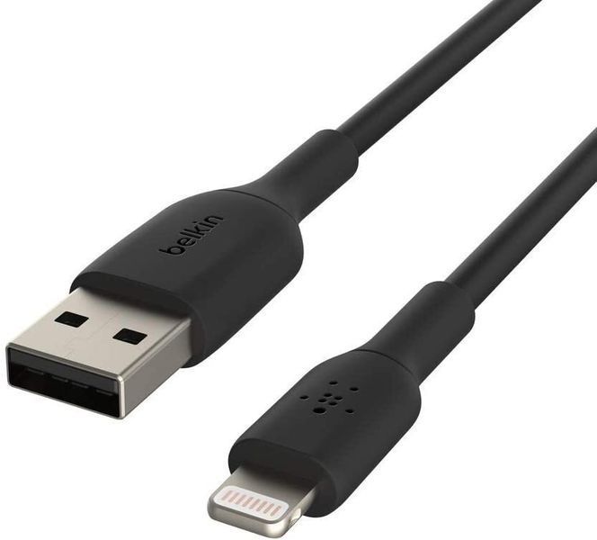 Кабель USB-A > Lightning заряджання/синхронізації Belkin 1м, 12Вт, PVC, чорний (CAA001BT1MBK) 367037 фото