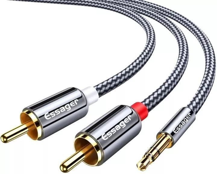Кабель ESSAGER Monster RCA Audio Cable Jack 3.5 to 2 RCA Cable 3.5mm Jack to 2RCA Male Splitter Aux Cable Wire 3M (EYPZJ-MYC0G) 314595 фото