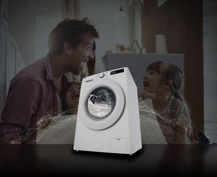 Пральна машина LG фронтальна, 10кг, 1400, A, 57см, дисплей, пара, інвертор, білий 399881 фото