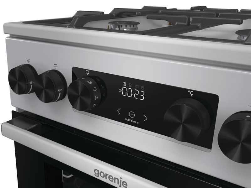 Плита Gorenje комбінована, 70л, 50x60см, дисплей, чавун, нерж (GKS5C70HXF) 376073 фото