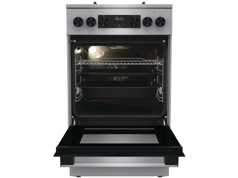 Плита Gorenje комбінована, 70л, 50x60см, дисплей, чавун, нерж (GKS5C70HXF) 376073 фото