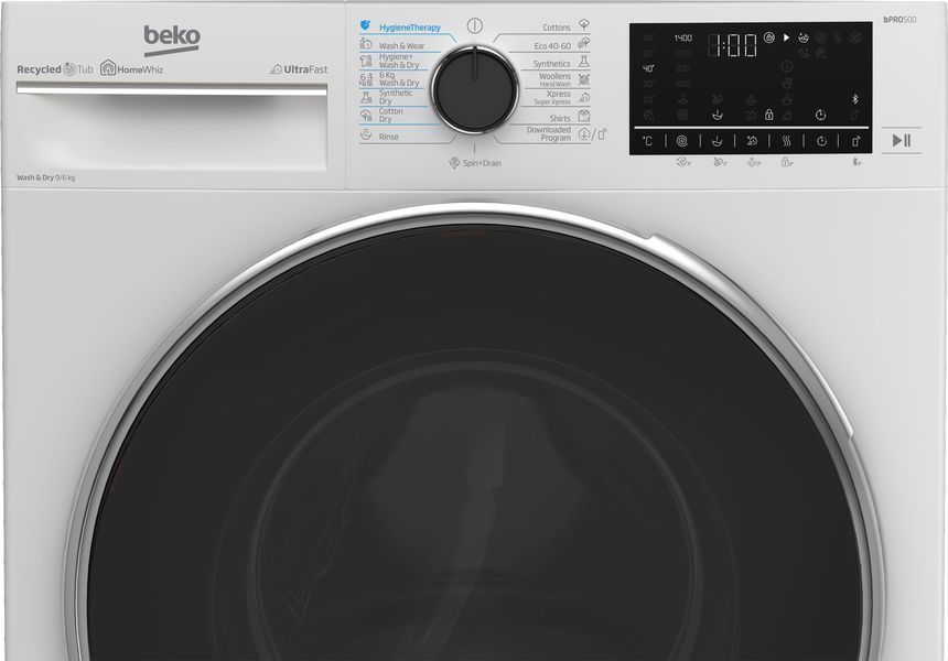 Прально-сушильна машина Beko фронтальна, 9(6)кг, 1400, D, 60см, дисплей, білий (B5DFT59447W) 374542 фото