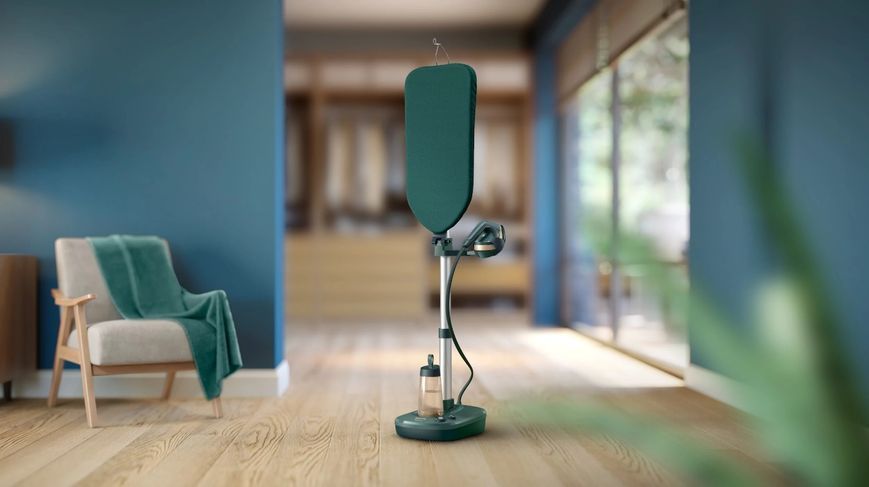Прасувальна система Philips Series 6000, 1800Вт, 1100мл, паровий удар -90гр, постійна пара - 40гр, верт. Відпарювання + дошка, керам. підошва, темно з 374897 фото