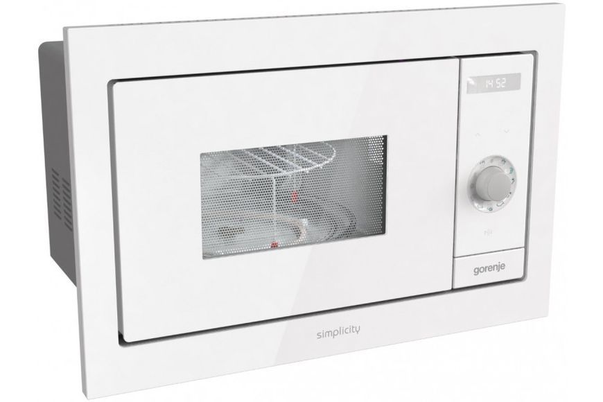 Мікрохвильова піч Gorenje вбудовувана Simplicity, 23л, міх. управл., 900Вт, гриль, дисплей, білий (BM235G1SYW) 374690 фото