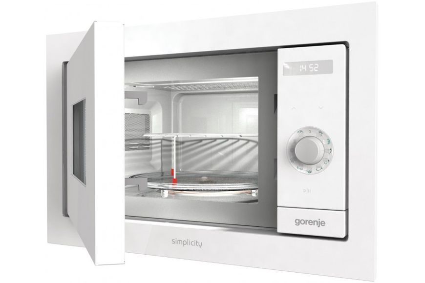 Мікрохвильова піч Gorenje вбудовувана Simplicity, 23л, міх. управл., 900Вт, гриль, дисплей, білий (BM235G1SYW) 374690 фото