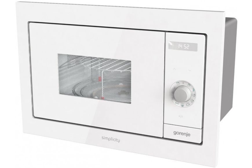 Мікрохвильова піч Gorenje вбудовувана Simplicity, 23л, міх. управл., 900Вт, гриль, дисплей, білий (BM235G1SYW) 374690 фото