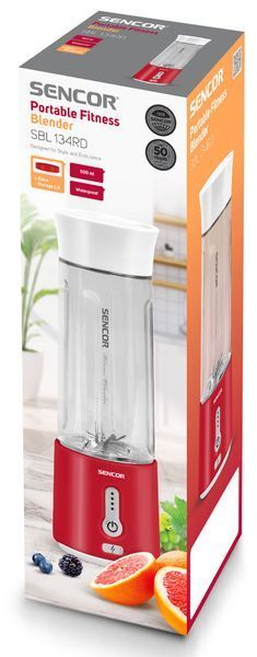 Блендер Sencor портативний для смузі 150Вт, чаша-500мл, USB-C, біло-червоний (SBL134RD) 382529 фото