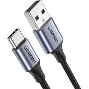 Кабель UGREEN US288 USB 2.0 To USB Type-C Cable Nickel Plating Aluminum Braid 3A 1.5m (60127) Black 280591 фото