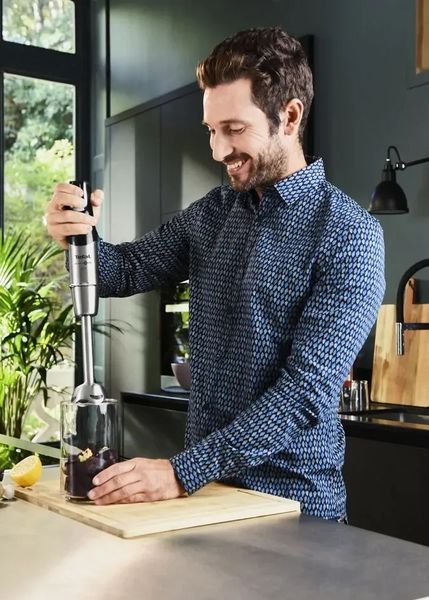 Блендер Tefal заглибний Infiny Force Pro, 1200Вт, 9в1, чаша-800мл, чопер-500мл, спіралайзер, турборежим, чорний (HB95LD38) 367118 фото