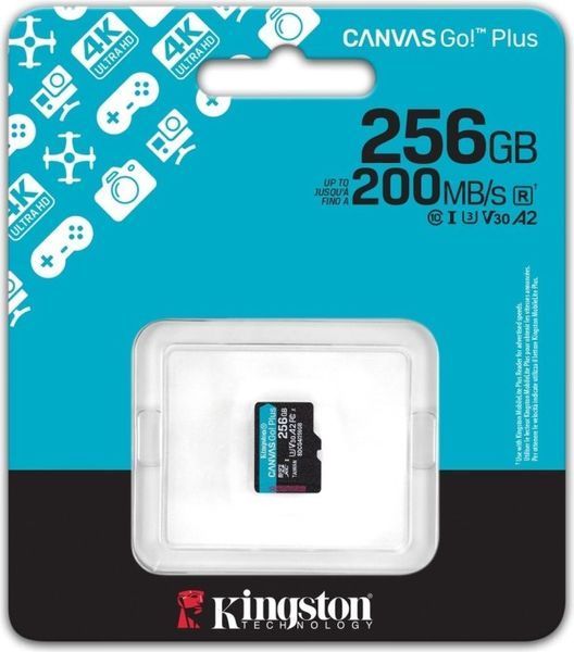 Карта пам'яті Kingston MicroSDXC 256GB Canvas Go Plus Gen4 200MB/s A2 U3 V30 (SDCG4/256GBSP) 376906 фото