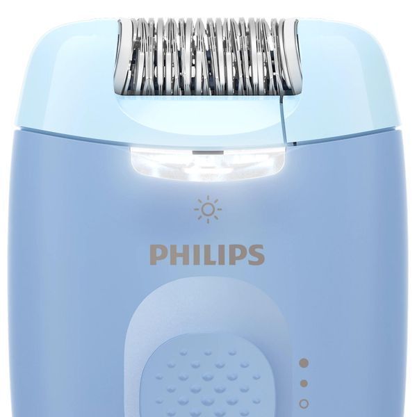 Епілятор Philips Series 2000 дисковий, від мережі, сух., насадок-2, з підсвіткою, блакитний (BRE247/00) 366328 фото