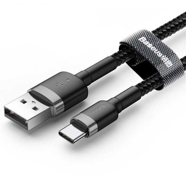 Кабель Baseus Cafule Type-C 2A (3m) CATKLF-UG1 (gray/black) 210883 фото