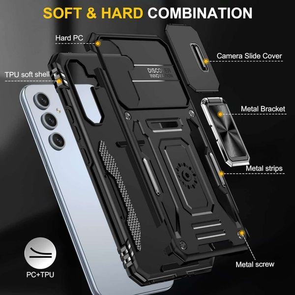 Ударостійкий чохол Camshield Army Ring для Samsung Galaxy S23+ Чорний / Black 285597 фото