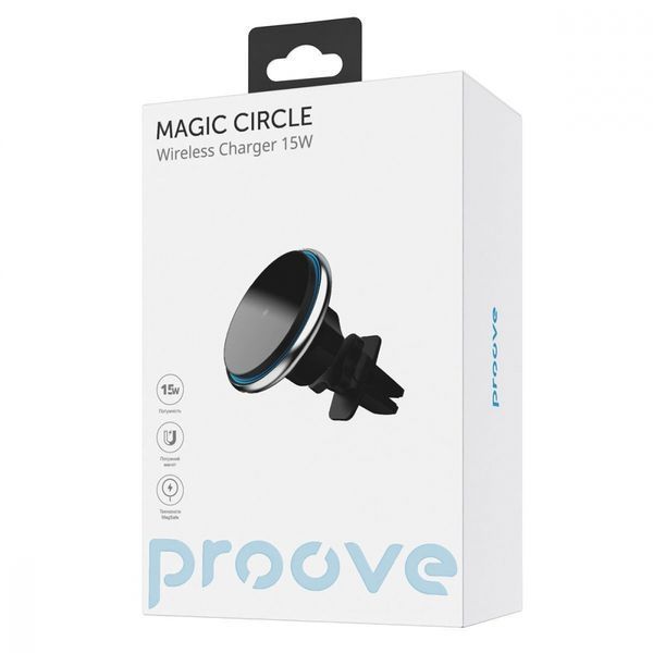 Автомобільний тримач З бездротовою зарядкою Proove Magic Circle 15W (WHMC15020006) Silver 287145 фото