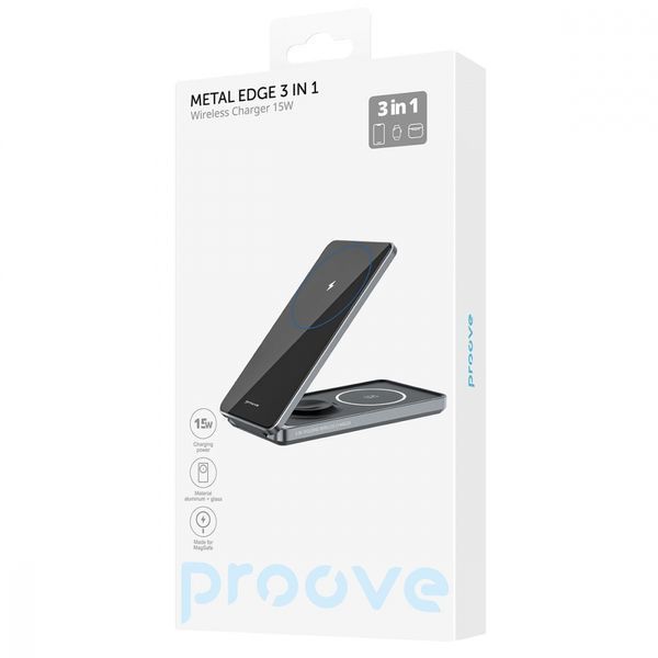 Бездротовий зарядний пристрій Proove Metal Edge 3 in 1 (WSME15010003) Black 277462 фото