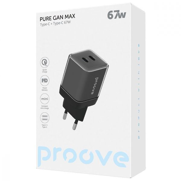 Зарядний Пристрій Proove Pure GaN Max 67W (Type-C + Type-C) (WCPU67022202) White 337001 фото