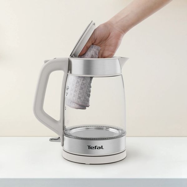 Електрочайник Tefal Glass Kettle 1.7л, скло, з підсвіткою, біло-срібний (KI605B30) 369420 фото