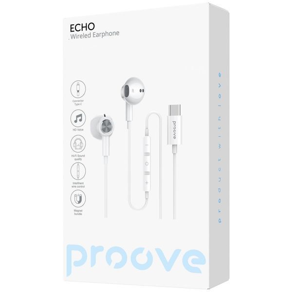 Дротові навушники Proove Echo (Type-C) (ECWE00000202) white 384660 фото