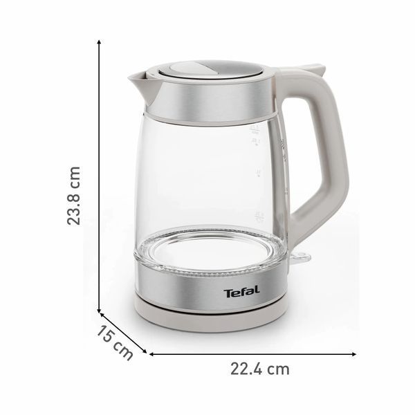 Електрочайник Tefal Glass Kettle 1.7л, скло, з підсвіткою, біло-срібний (KI605B30) 369420 фото