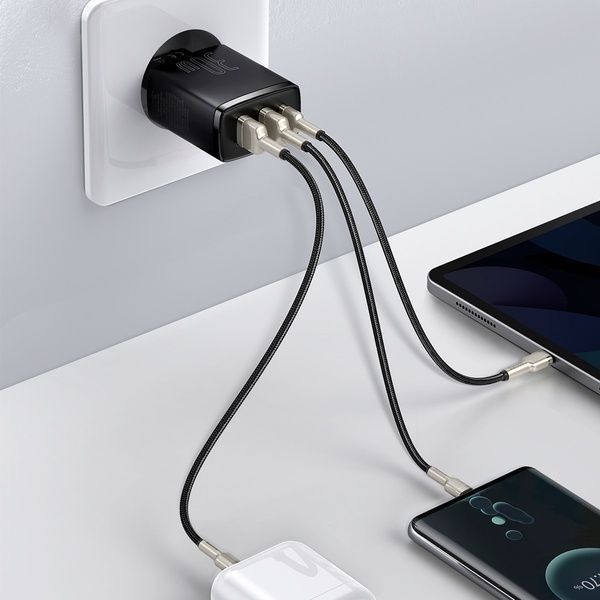 Зарядний Пристрій Baseus Compact Quick Charger 2xUSB U+C 30W (CCXJ-E01) Black 253916 фото