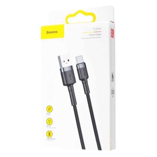 Кабель Baseus Cafule Type-C 2A (3m) CATKLF-UG1 (gray/black) 210883 фото