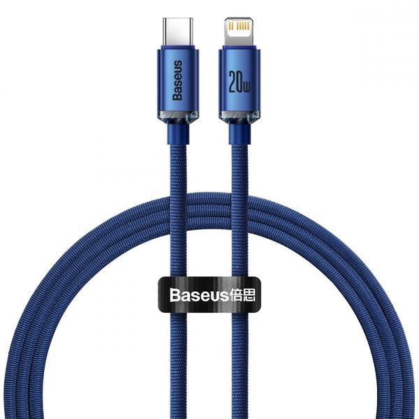 Кабель Baseus Crystal Shine Series Fast Charging Data USB кабель Type-C To IP 20W 1.2m (CAJY000203) Blue 257528 фото