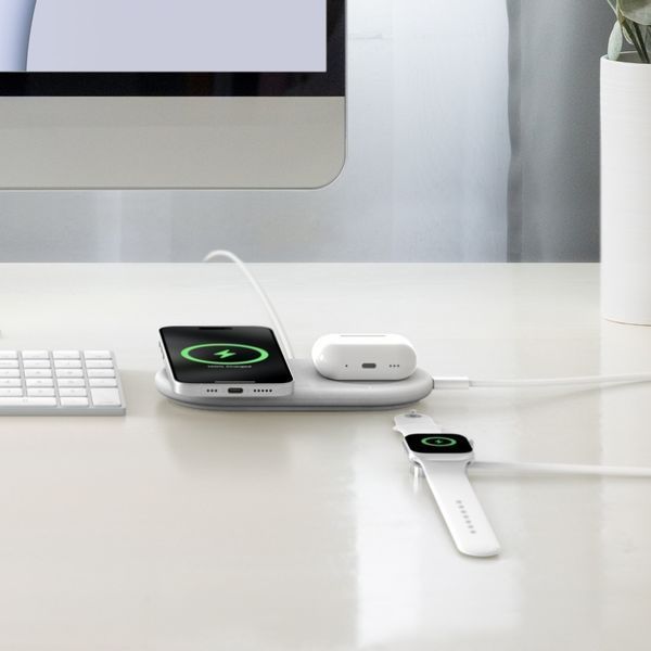 Зарядний пристрій бездротовий Belkin 2в1 15Вт Pad Qi2, білий (WIZ021VFWH) 369944 фото